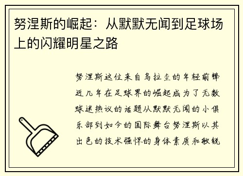 努涅斯的崛起：从默默无闻到足球场上的闪耀明星之路