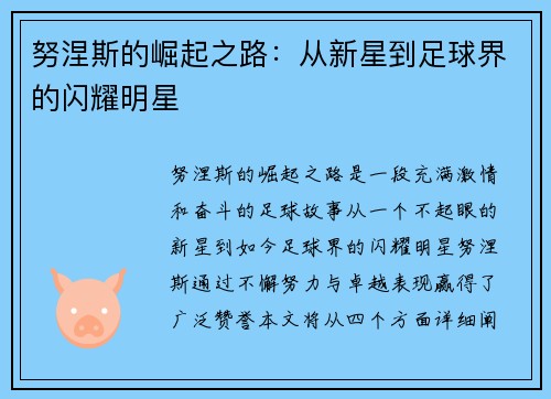 努涅斯的崛起之路：从新星到足球界的闪耀明星
